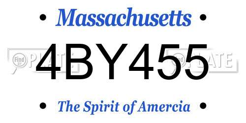 4BY455 Massachusetts License Plate