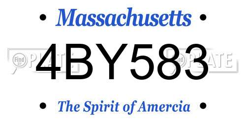 4BY583 Massachusetts License Plate