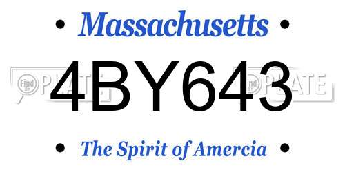 4BY643 Massachusetts License Plate