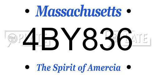 4BY836 Massachusetts License Plate