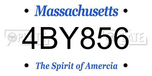 4BY856 Massachusetts License Plate