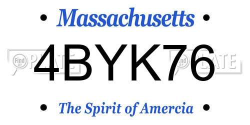 4BYK76 Massachusetts License Plate