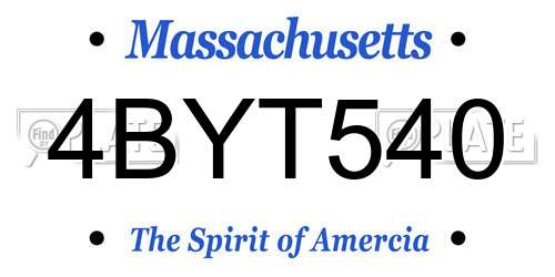 4BYT540 Massachusetts License Plate