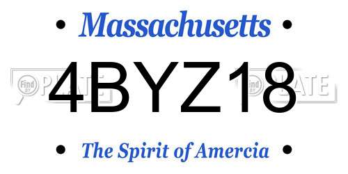 4BYZ18 Massachusetts License Plate