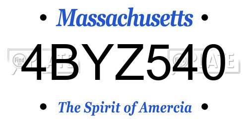 4BYZ540 Massachusetts License Plate