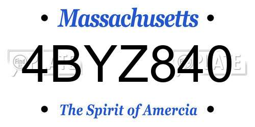 4BYZ840 Massachusetts License Plate