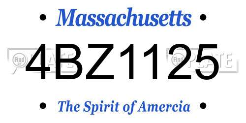 4BZ1125 Massachusetts License Plate