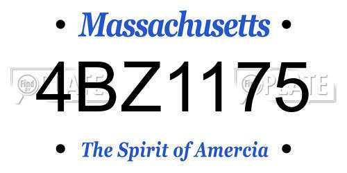 4BZ1175 Massachusetts License Plate