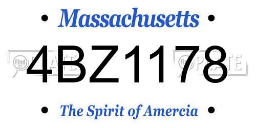 4BZ1178 Massachusetts License Plate