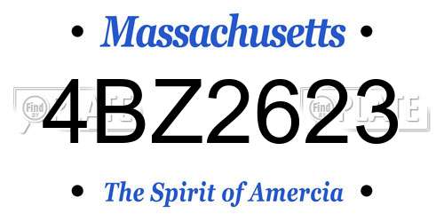 4BZ2623 Massachusetts License Plate