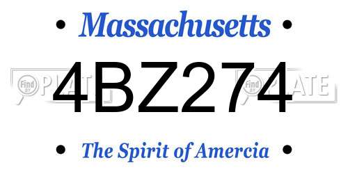 4BZ274 Massachusetts License Plate