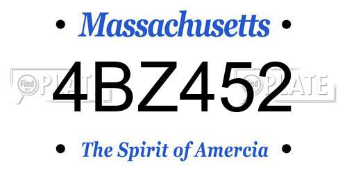 4BZ452 Massachusetts License Plate