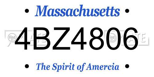 4BZ4806 Massachusetts License Plate