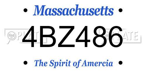 4BZ486 Massachusetts License Plate