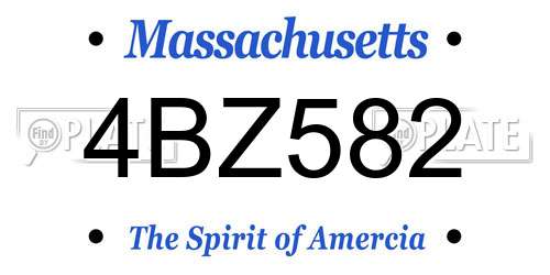 4BZ582 Massachusetts License Plate