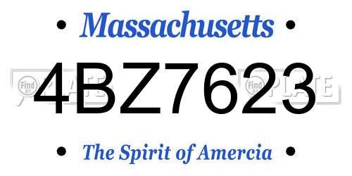 4BZ7623 Massachusetts License Plate