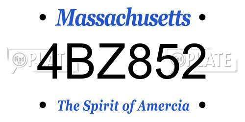 4BZ852 Massachusetts License Plate