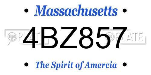 4BZ857 Massachusetts License Plate