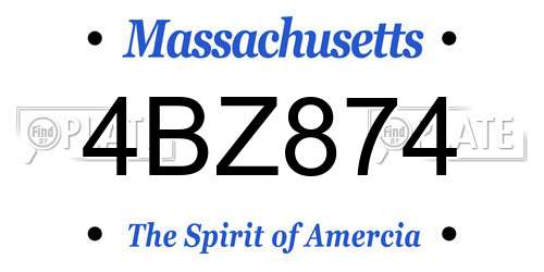 4BZ874 Massachusetts License Plate