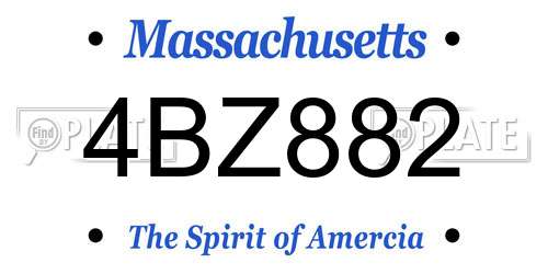 4BZ882 Massachusetts License Plate