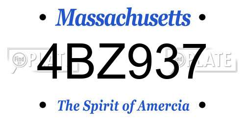 4BZ937 Massachusetts License Plate