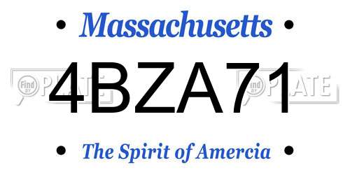 4BZA71 Massachusetts License Plate