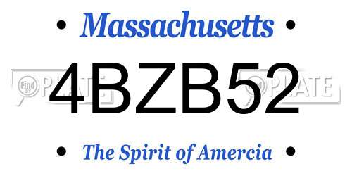 4BZB52 Massachusetts License Plate