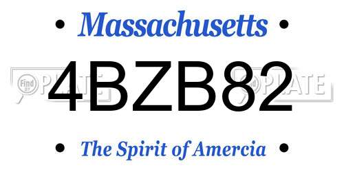 4BZB82 Massachusetts License Plate