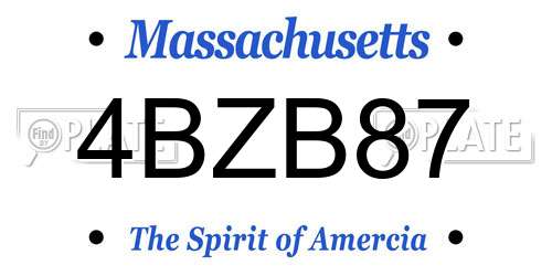 4BZB87 Massachusetts License Plate