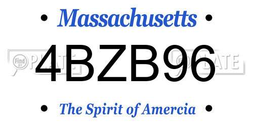 4BZB96 Massachusetts License Plate