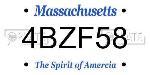 4BZF58 Massachusetts License Plate
