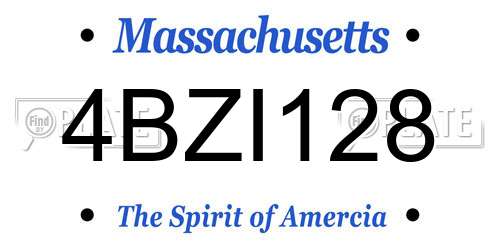 4BZI128 Massachusetts License Plate