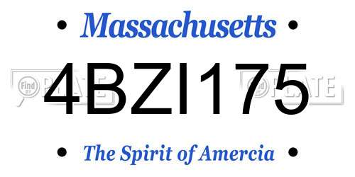 4BZI175 Massachusetts License Plate