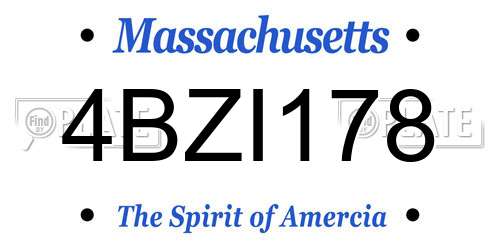 4BZI178 Massachusetts License Plate