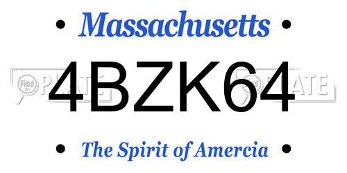 4BZK64 Massachusetts License Plate