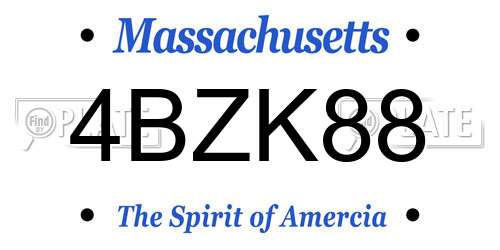 4BZK88 Massachusetts License Plate
