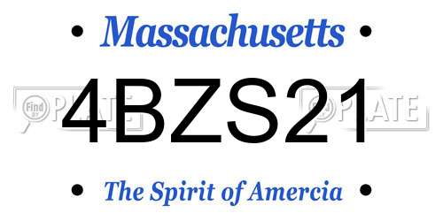 4BZS21 Massachusetts License Plate