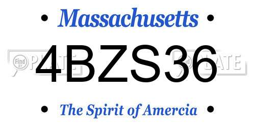 4BZS36 Massachusetts License Plate