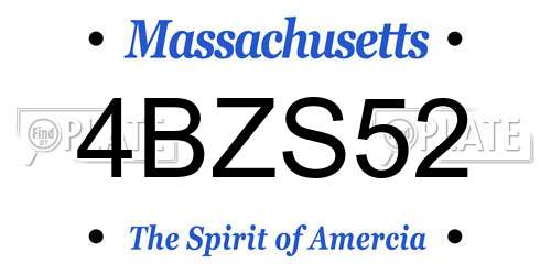 4BZS52 Massachusetts License Plate
