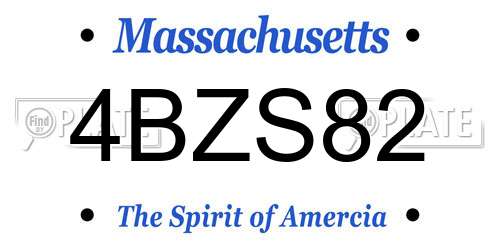 4BZS82 Massachusetts License Plate