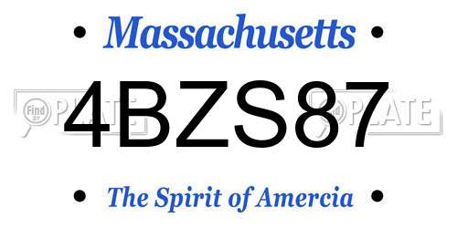 4BZS87 Massachusetts License Plate