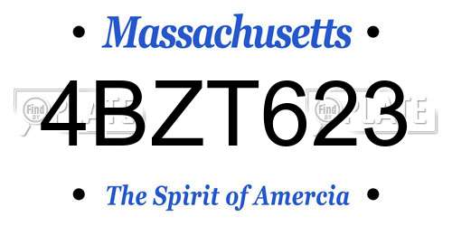 4BZT623 Massachusetts License Plate