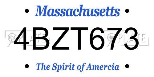 4BZT673 Massachusetts License Plate
