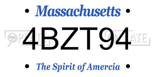 4BZT94 Massachusetts License Plate