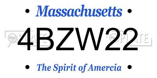 4BZW22 Massachusetts License Plate