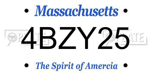4BZY25 Massachusetts License Plate