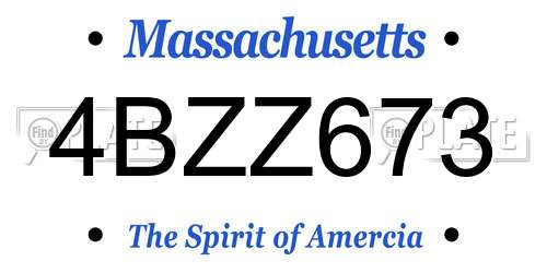 4BZZ673 Massachusetts License Plate