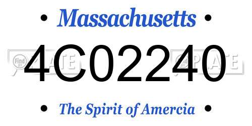 4C02240 Massachusetts License Plate