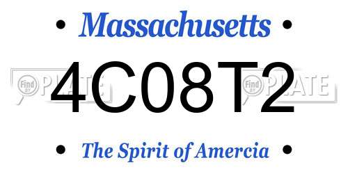4C08T2 Massachusetts License Plate