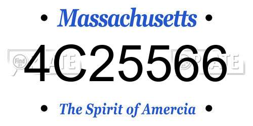 4C25566 Massachusetts License Plate